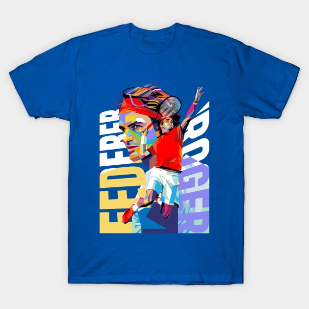 Roger Federer Colorful T-Shirt by Laksana Ardie Store